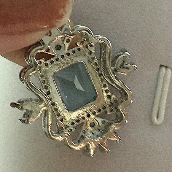 Blue Topaz Diamond Zircon Sterling Silver Statement Necklace - Picture 11 of 11